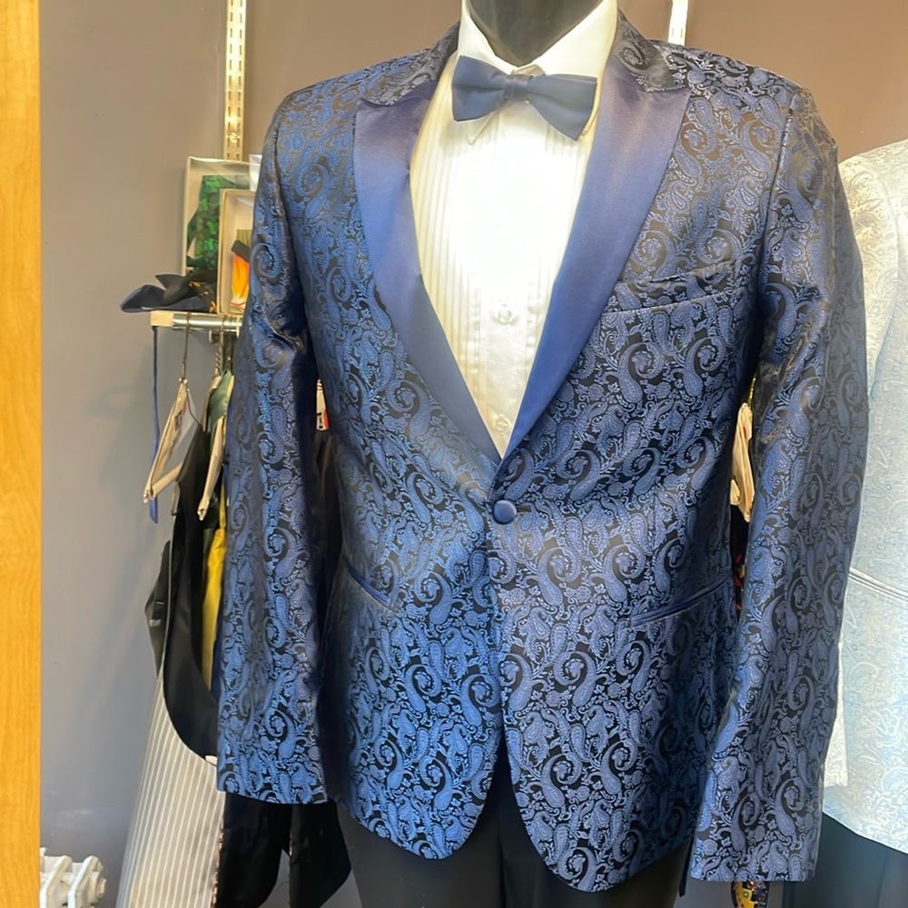 Couture 1910 Navy Paisley Tuxedo Jacket 40 Regular New